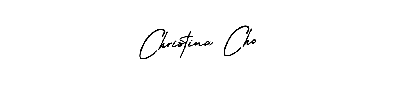 You should practise on your own different ways (AmerikaSignatureDemo-Regular) to write your name (Christina Cho) in signature. don't let someone else do it for you. Christina Cho signature style 3 images and pictures png